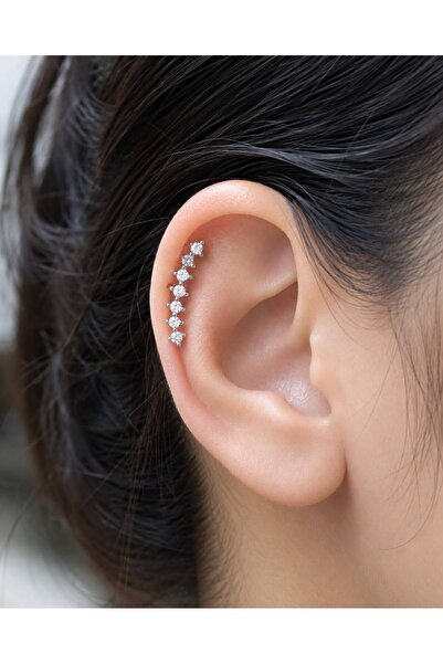 Arescollection 1 adet zirkon taşlı helix kıkırdak piercing küpe