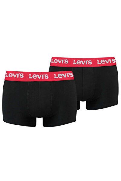 Levi's Ανδρικά Μποξεράκια με Λογότυπο, από Ελαστικό Βαμβάκι, Μαύρο/Κόκκινο, Σετ