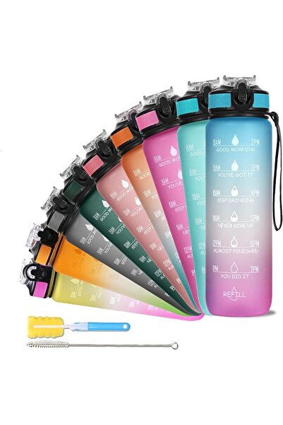 SOLARA Unbreakable Water Bottle 1 Litre with Motivational Time Marker, Leakpr...