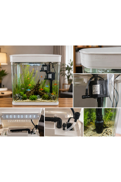 SunSun JR-230 Cam Akvaryum 7 Litre BEYAZ