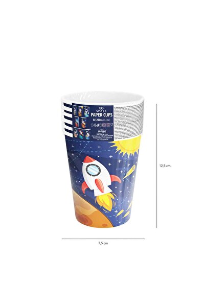 OEM Χάρτινα ποτήρια 250ml  "Space " Συσκευασία 8 τεμαχίων