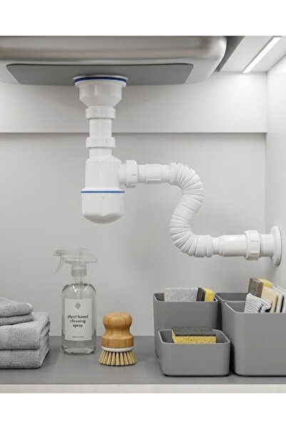 teknodayım Flexible Drain Siphon Anti-Odor Anti-Clogging Connection Set for Sink