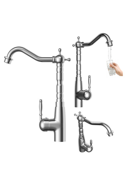 Granitan Baterie Bucatarie Granitan, Crom, Dus Rotativ 360°, Cartus Ceramic