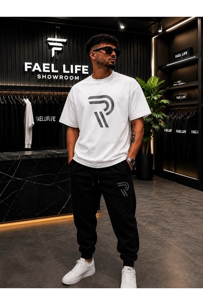 FAEL LİFE Unisex Wide-Let T-Shirt and Sweatpants R Printed Set