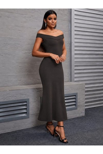 bysocafashion Women's Brown Madonna Collar Off-The-Shoulder V Notch Detailed ...