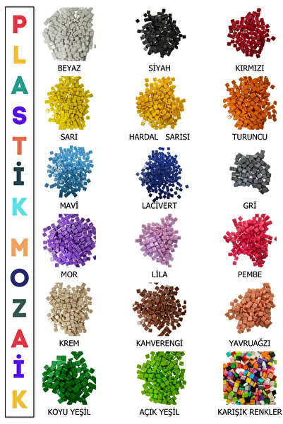toptanetkinlikboyama 200 Adet Turkuaz Plastik Mozaik Taşı 10x10 mm | 18 Renk ...