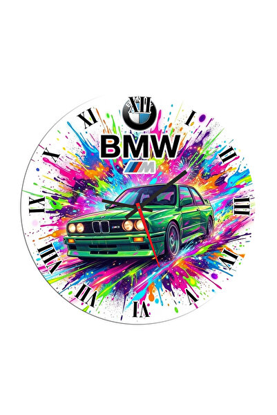 Eom Ceas de Perete Decorativ BMW - "Paint Splash", Diametru 35 cm, MDF, Mecan...