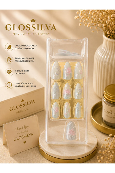 Glossilva Lotus Desenli Press-On Nails