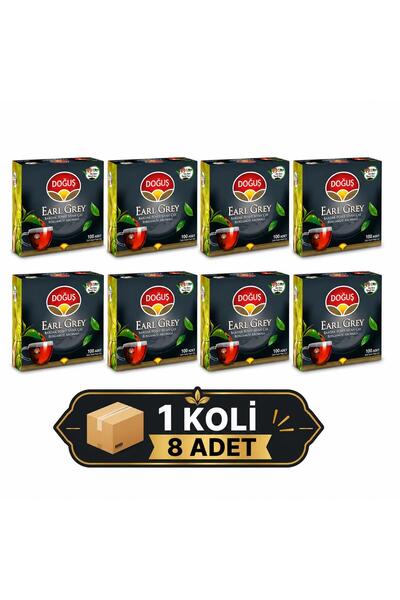 Doğuş Earl Grey Bergamot Tea Bags 100Pcs 200Gr X8 Pieces (1 Box)