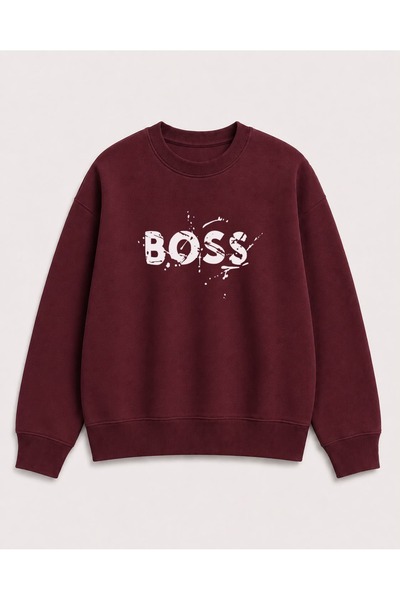 herkesemoda Printed Detailed Embroidered 2 Thread Crew Neck Sweatshirt