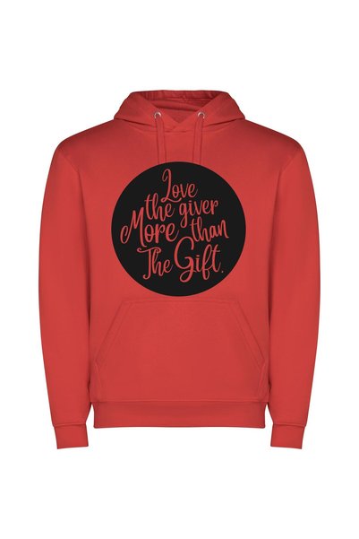 iLovePrints Love: The Ultimate Gift Φούτερ με κουκούλα σε χρώμα Κόκκινο