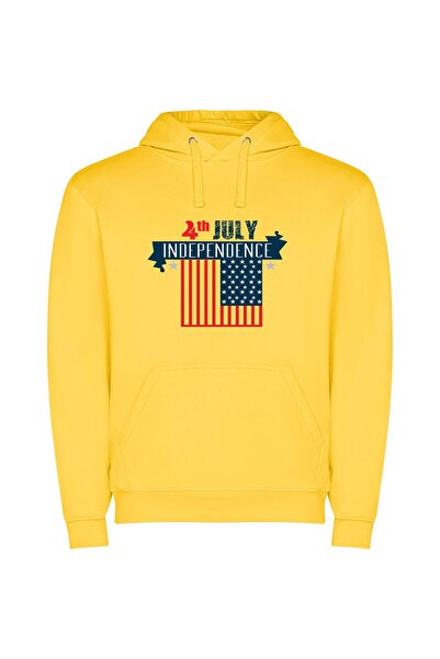 iLovePrints Patriotic Fourth of July Φούτερ με κουκούλα σε χρώμα Κίτρινο