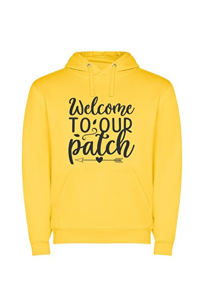 iLovePrints Patch of Elegance Φούτερ με κουκούλα σε χρώμα Κίτρινο