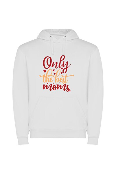 iLovePrints Elite White Background Moms Φούτερ με κουκούλα σε χρώμα Λευκό