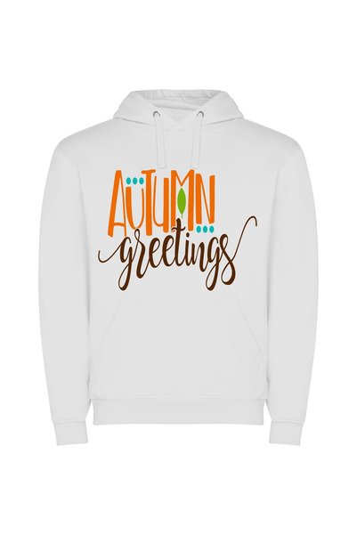iLovePrints Autumnal Illustrator's Greetings Φούτερ με κουκούλα σε χρώμα Λευκό