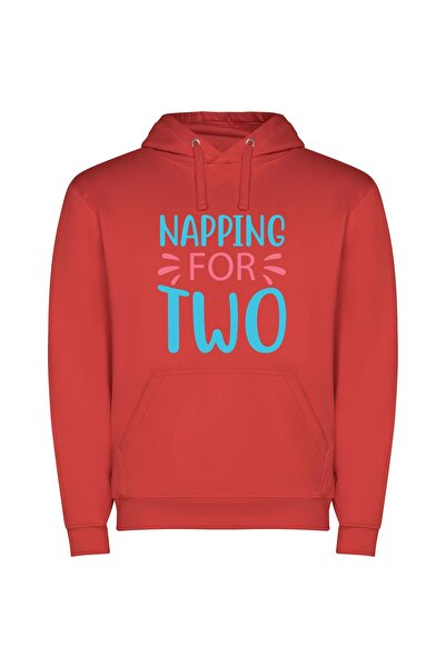 iLovePrints Dreamy Duo: Blissful Slumber Φούτερ με κουκούλα σε χρώμα Κόκκινο
