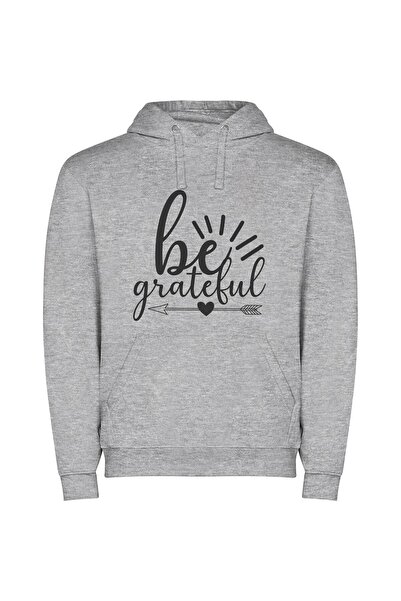 iLovePrints Grateful Love: High-Res Beauty Φούτερ με κουκούλα σε χρώμα Γκρι