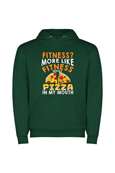 iLovePrints Pizza-Fueled Fitness Fiesta Φούτερ με κουκούλα σε χρώμα Πράσινο