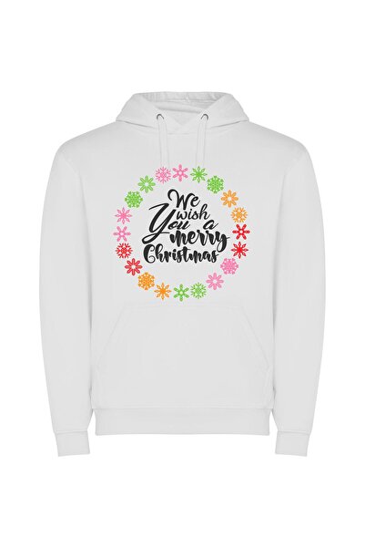 iLovePrints Snowflakes Surround Merry Christmas Φούτερ με κουκούλα σε χρώμα Λ...