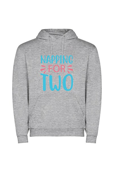 iLovePrints Dreamy Duo: Blissful Slumber Φούτερ με κουκούλα σε χρώμα Γκρι