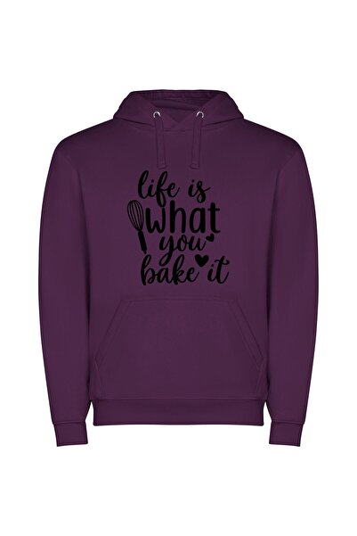 iLovePrints Baking Life's Art: Slice Φούτερ με κουκούλα σε χρώμα Μωβ