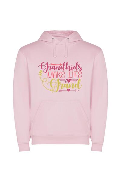 iLovePrints Life, Loved and Grand Φούτερ με κουκούλα σε χρώμα Ροζ