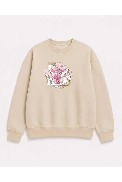herkesemoda Alege hanoracul cu guler rotund, cu imprimeu floral, din 2 fire, ...