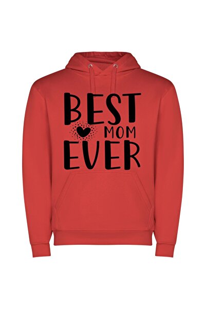 iLovePrints Best Mom Signage Collection Φούτερ με κουκούλα σε χρώμα Κόκκινο