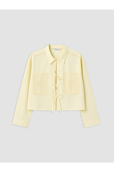 LC Waikiki Yellow Front Tie Embroidered Women's Shirt