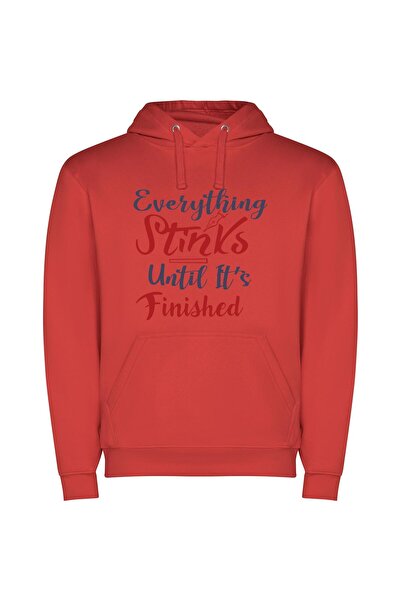 iLovePrints Neat Until Finished: Inspired Φούτερ με κουκούλα σε χρώμα Κόκκινο