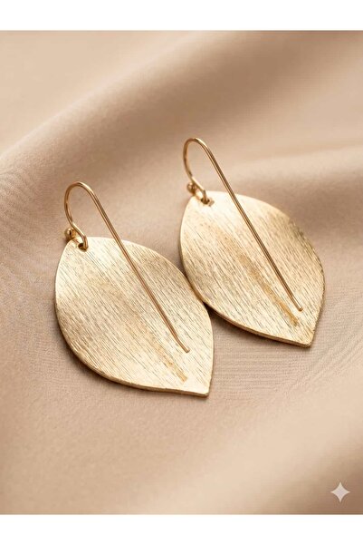 Lama Satin Flow: Textured Gold Color Leaf Earrings