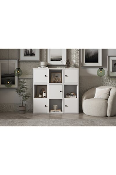 Vivense LEKSA 5 KAPAKLI RAFLI KİTAPLIK 65 CM BEYAZ KTP-1054-Ç