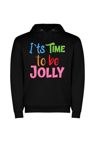 iLovePrints Jolly Joyous Times Ahead Φούτερ με κουκούλα σε χρώμα Μαύρο