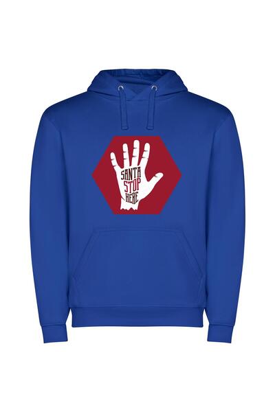 iLovePrints Santa's Stop Sign Extravaganza Φούτερ με κουκούλα σε χρώμα Μπλε