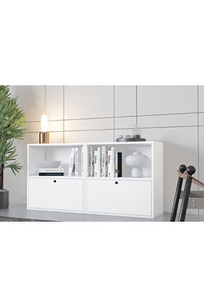 Vivense CONSOLA EVA 2 DÜŞER KAPAKLI RAFLI MODERN BEYAZ KONSOL HVV-KNS-1006