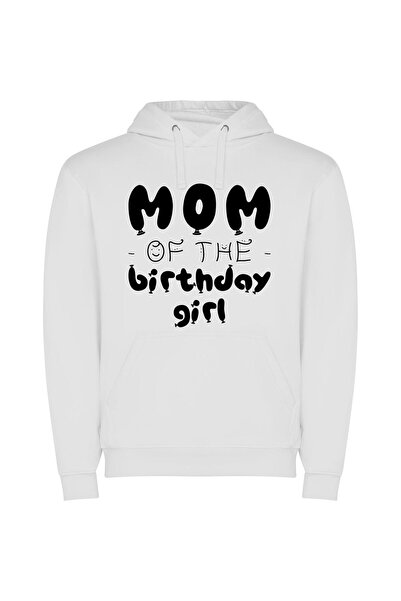 iLovePrints Birthday Balloon Bonanza: Mom! Φούτερ με κουκούλα σε χρώμα Λευκό