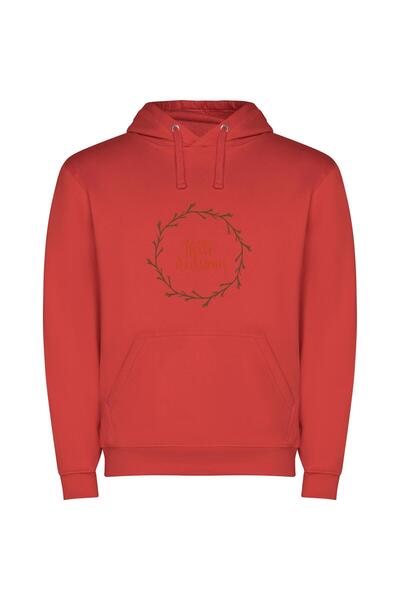 iLovePrints Fall's Greeting Circle Φούτερ με κουκούλα σε χρώμα Κόκκινο