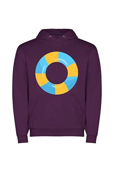 iLovePrints Round Aqua Haven Φούτερ με κουκούλα σε χρώμα Μωβ