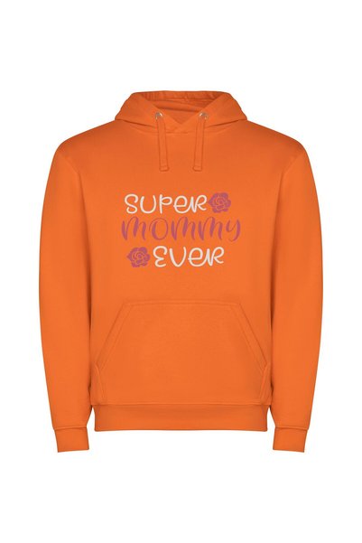 iLovePrints Super Mommy Love Φούτερ με κουκούλα σε χρώμα Πορτοκαλί