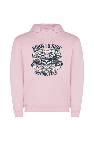 iLovePrints Skull Rider Emblem Φούτερ με κουκούλα σε χρώμα Ροζ