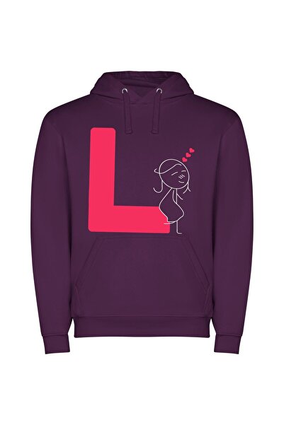iLovePrints Fluttering Heart Lovers: Louisiana Φούτερ με κουκούλα σε χρώμα Μωβ