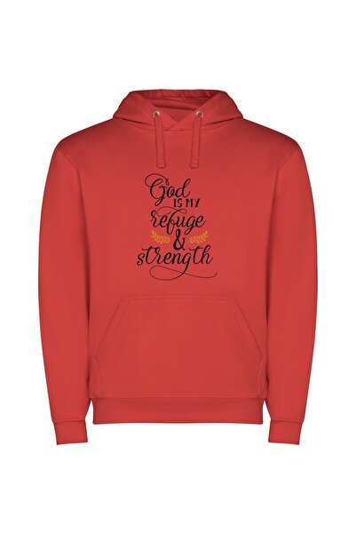 iLovePrints Divine Strength: A Masterpiece Φούτερ με κουκούλα σε χρώμα Κόκκινο