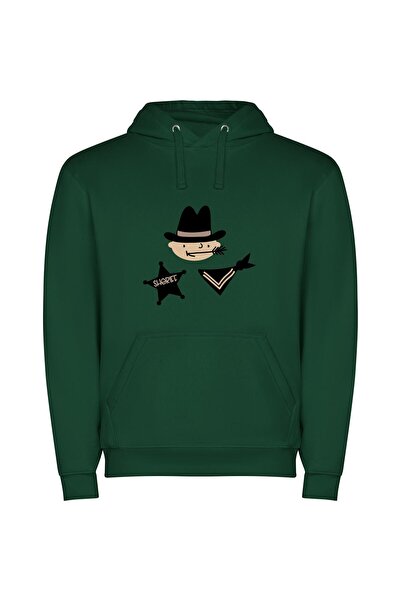 iLovePrints Western Noir's Hat Scout Φούτερ με κουκούλα σε χρώμα Πράσινο