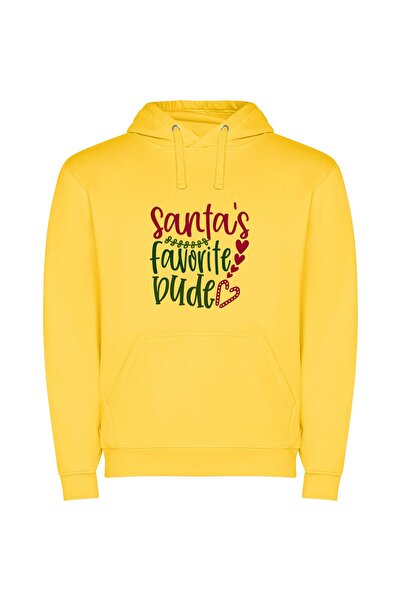 iLovePrints Santa's Merry Hideaway Φούτερ με κουκούλα σε χρώμα Κίτρινο
