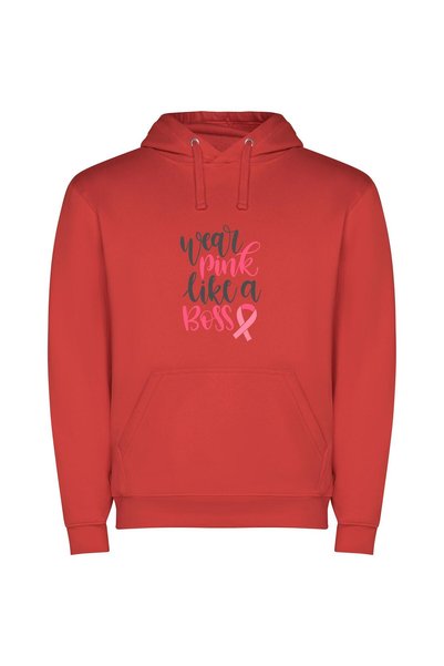 iLovePrints Pink Power Boss Φούτερ με κουκούλα σε χρώμα Κόκκινο