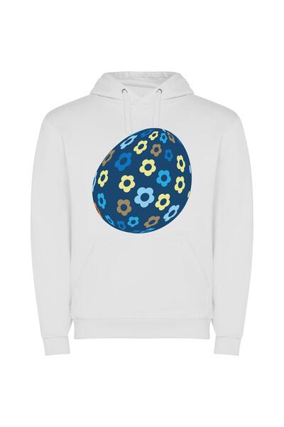 iLovePrints Floral Easter Egg Φούτερ με κουκούλα σε χρώμα Λευκό