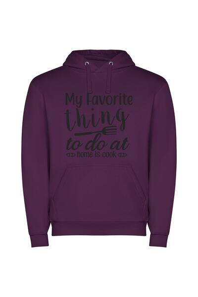 iLovePrints Home Cooking: My Favorite! Φούτερ με κουκούλα σε χρώμα Μωβ