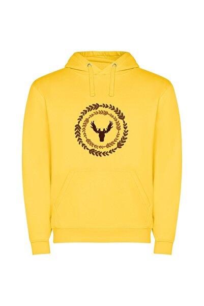 iLovePrints Nature's Noble Emblem Φούτερ με κουκούλα σε χρώμα Κίτρινο