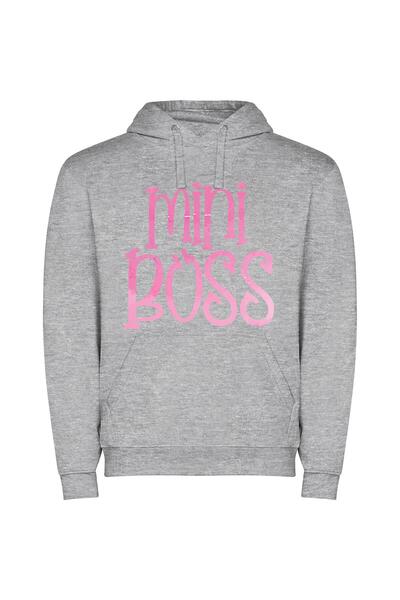 iLovePrints Posh Pink Mini Boss Φούτερ με κουκούλα σε χρώμα Γκρι