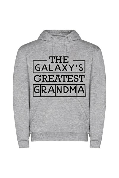 iLovePrints The Stellar Grandma Emblem Φούτερ με κουκούλα σε χρώμα Γκρι